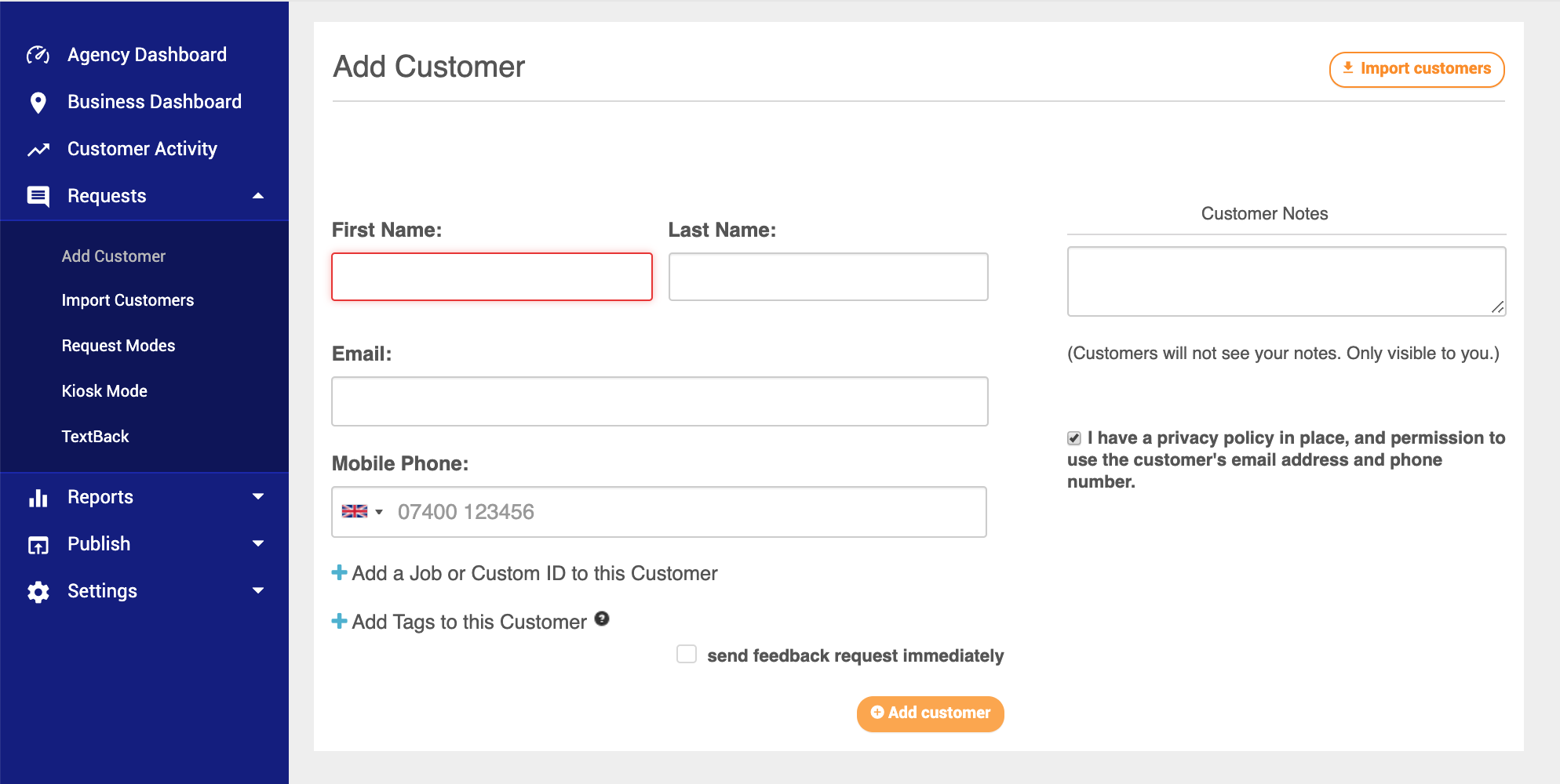 Add a Single Customer - REVU Help Guide